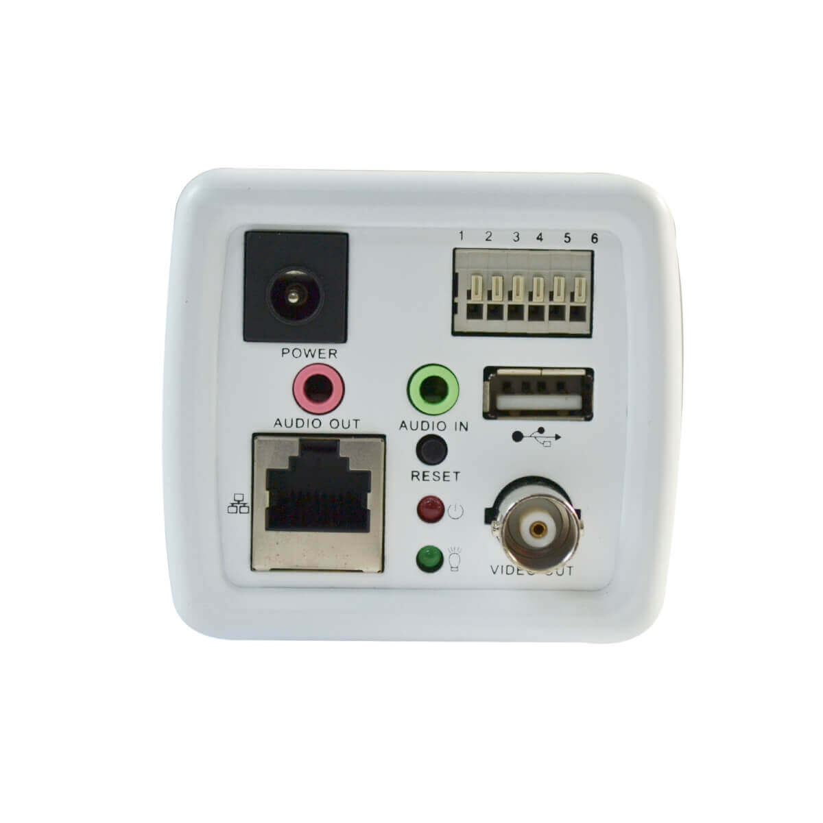 Camara IP tipo box, 1/3 CMOS con sensor dual-core 32bit DSP(TI Davinci DM365), 1.3MP, PoE, Lente 8mm