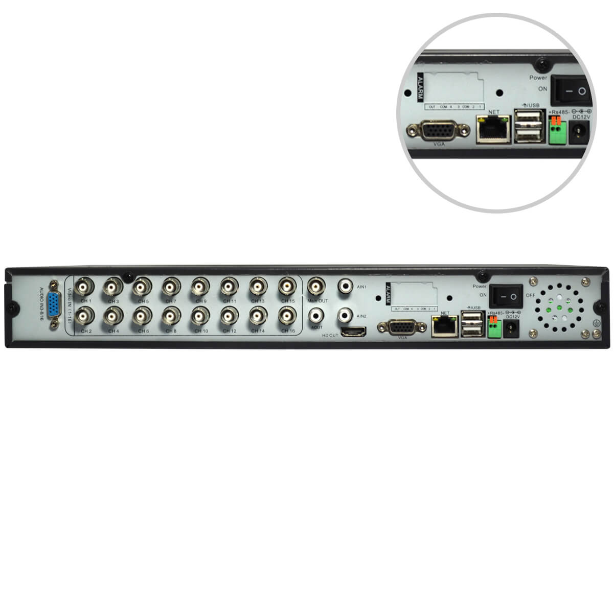 DVR 16Ch, H264 Salidas VGA/BNC/HDMI, Audio 8in/1out, 960H