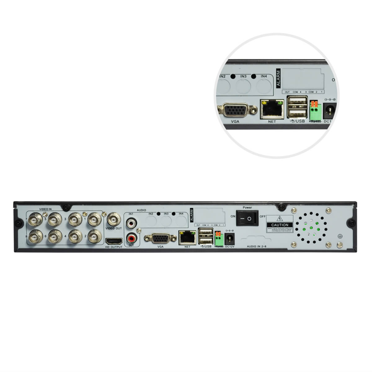 DVR 8-Ch, H264, Salidas VGA/BNC/HDMI, Audio 8-in/1-out, 960H
