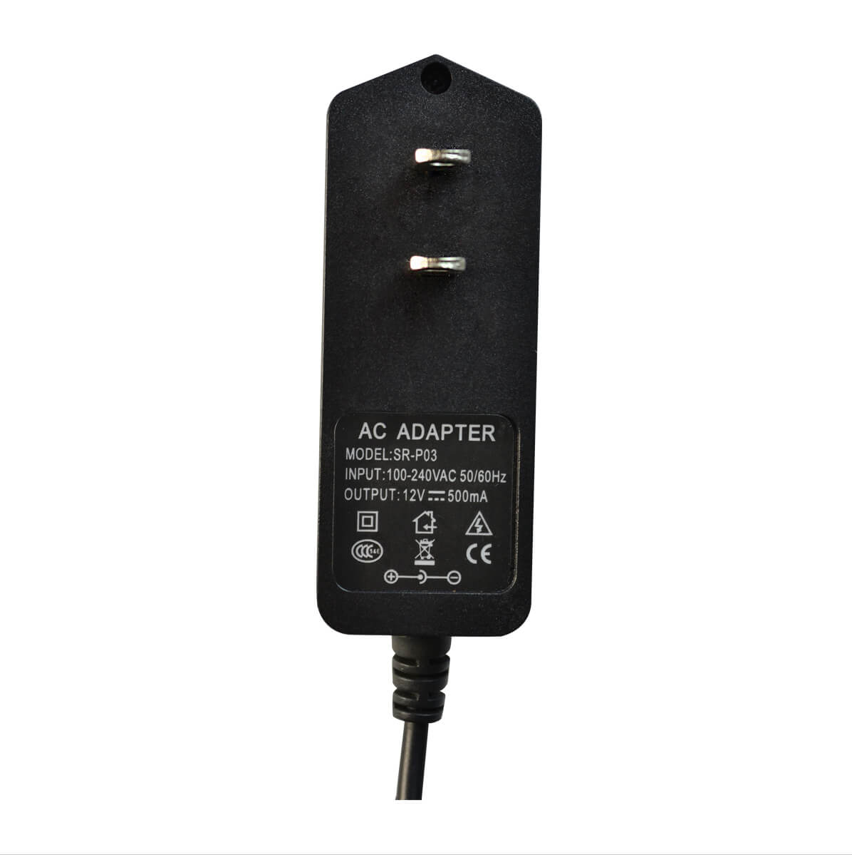 Fuente de poder 12V 500mA con conector plug de 2.1mm, ideal para camaras de seguridad