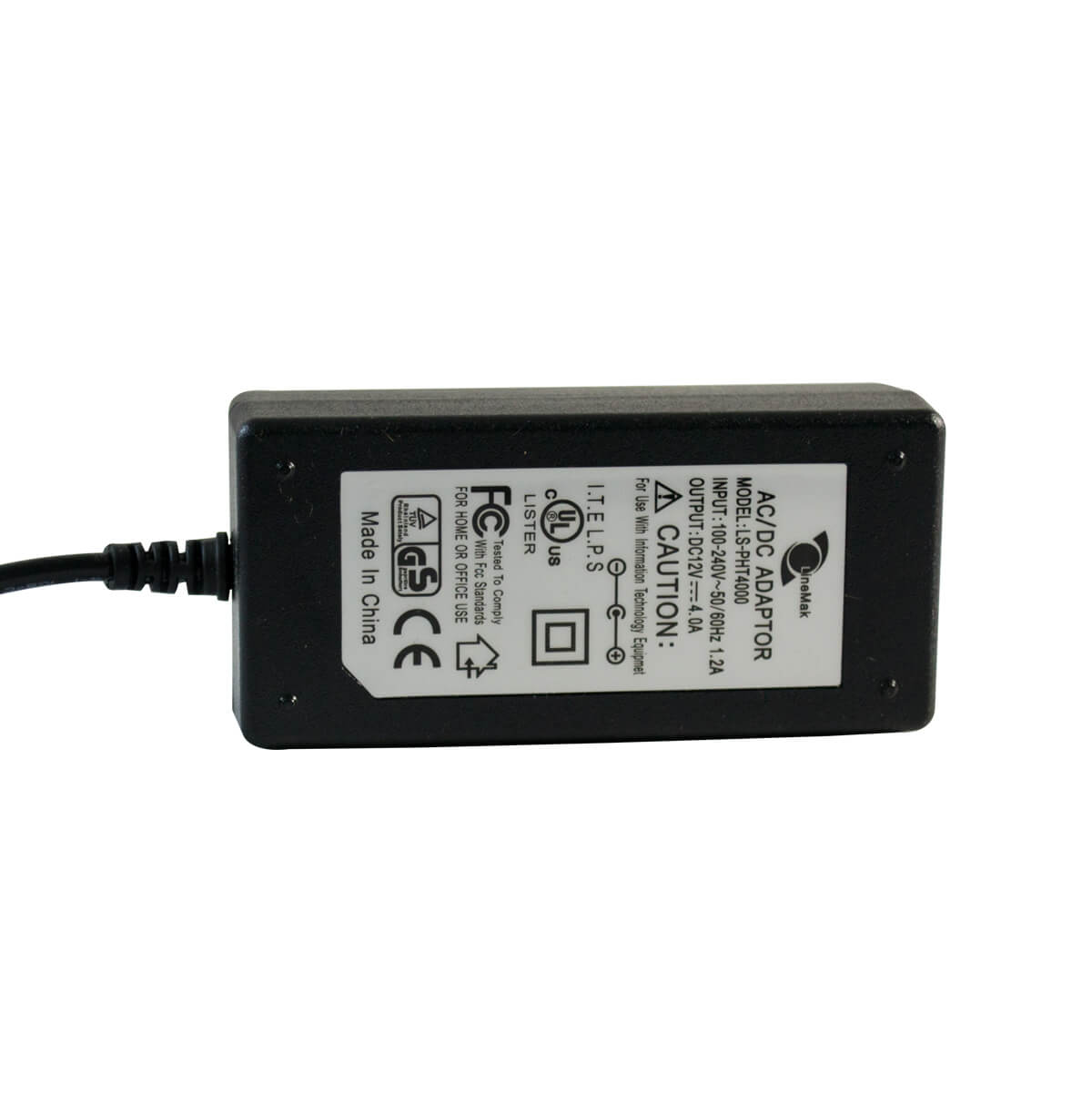 Fuente de poder DC12V 4A con conector plug de 2.1mm, para operar con camaras de seguridad