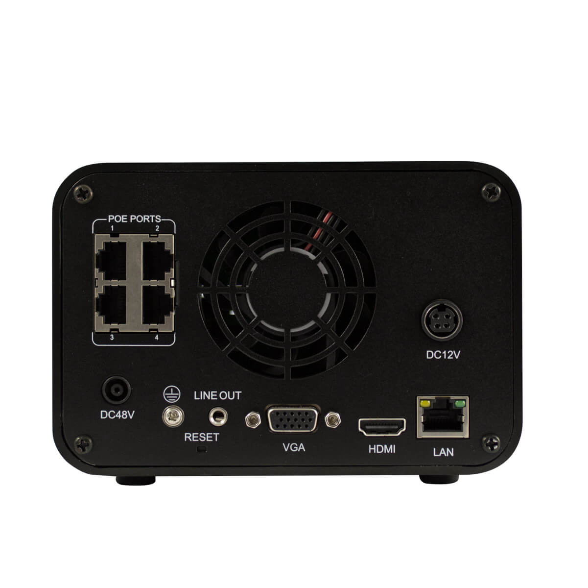 NVR de 4-Ch, Compresion H.264/G.711A, Salidas VGA y HDMI, PoE, Onvif