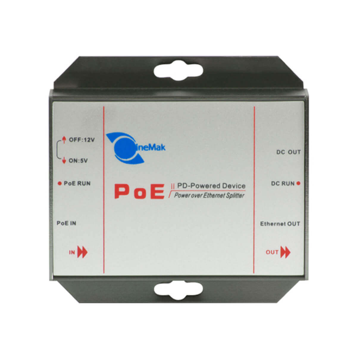 Splitter PoE un (1) canal,Norma IEEE 802.3af entre otras, 10BASE-T, 100BASE-TX(maximo 100m)