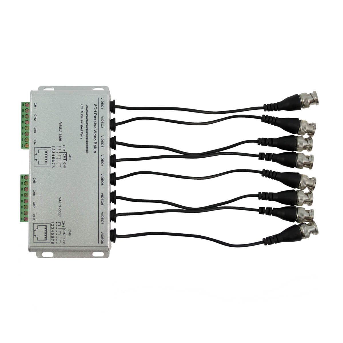 Video balun 8 canales 24V fuente de poder pasivo receptor.